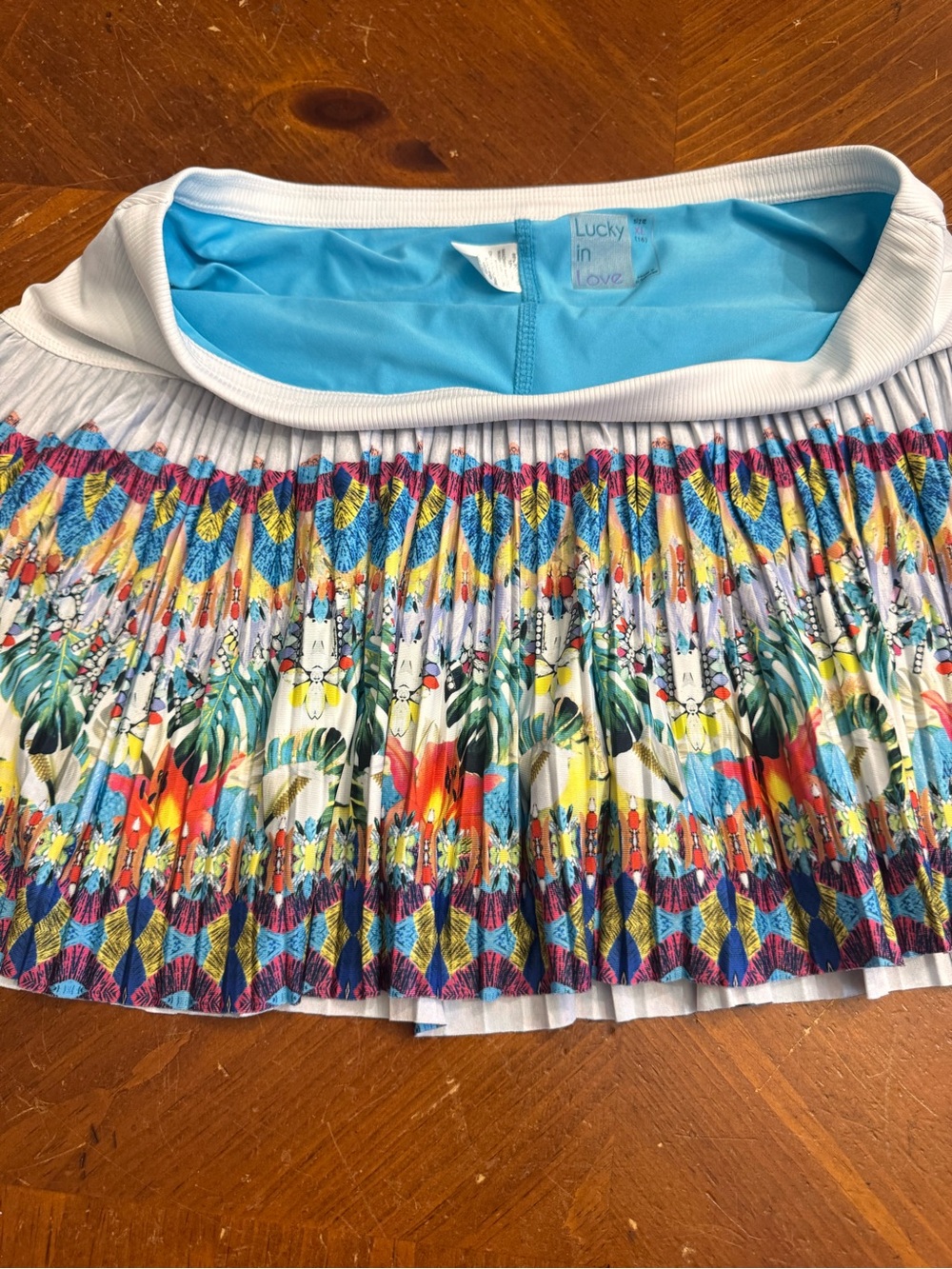 Lucky In Love Skort Skirt Womens XL / 16 Multicolor Floral Pleated Tennis Tiered - Picture 13 of 14